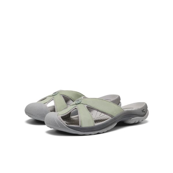 Women's Bali Leather Slide Sandal | Lily Pad/Steel Grey
