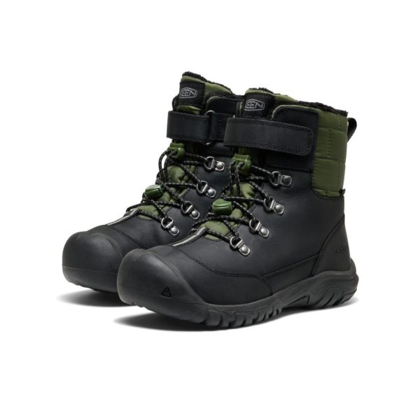 Big Kids' Kanibou Waterproof Winter Boot  |  Black/Bronze Green